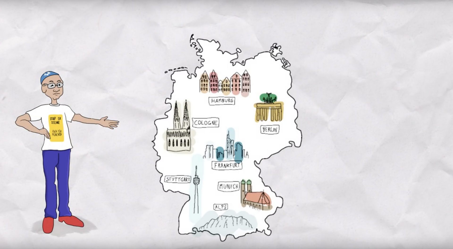 Arbeitsprobe Erklärfilm: Mann zeigt auf Deutschlandkarte